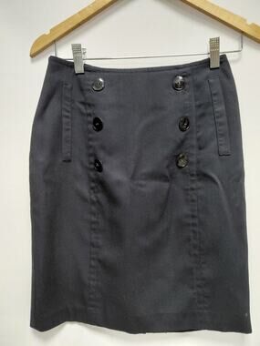 Vintage michele Made in USA Button Skirt Black Solid Women Size 4